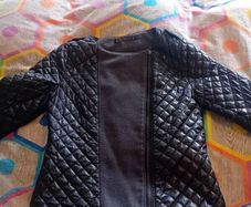 ladies jacket. Padded design. Black with grey material. Size small