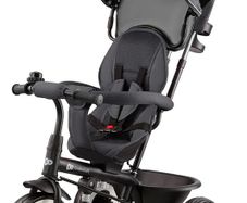 Tricycle, Baby Push Trike, Kids First Bike, Free Wheel Functions, Parenthandle, Footrest, Accessories, Bag, Cupholder, from 9 Months to 5 Years, Gray