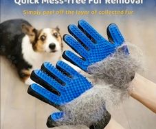 funny dog toy and grooming glove