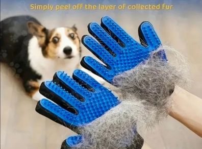 funny dog toy and grooming glove