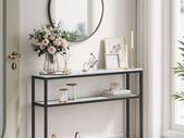 Narrow Console Table Marble Look White-Ink Black