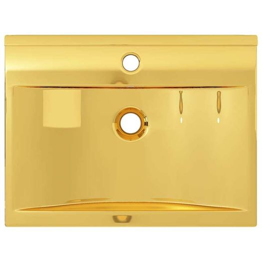 Wash Basin with Overflow 60x46x16 cm Ceramic Gold