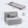 Floor sofa, upholstered couch, convertible to mattress, foam, cushion, Light Gray Image 3