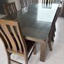 Dining table with glass top and 8 dining chairs Image 4