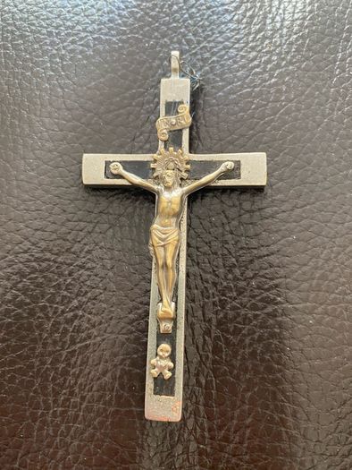 Antique 19thC Ebony Pectoral Cross Crucifix