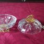 Killarney Crystal Cut Crystal Glass Happy Birthday Lidded Jewelry Dish / Bowl With 24 Carat Gold Cover Handle and Footed Base Finishing Made In Ireland Image 5