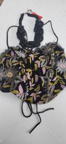 RIVER ISLAND black velvet bustier / corset style top Sz 12UK