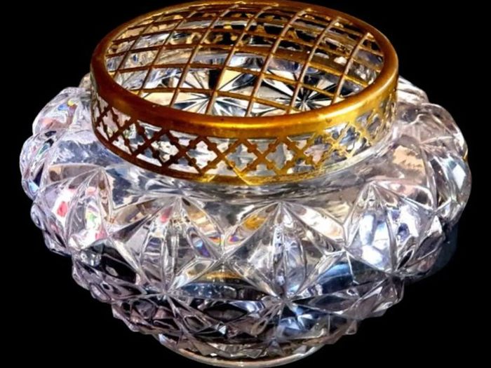 Vintage Harrods Heavy Cut Crystal Rose Bowl