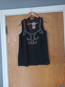 A Wear Black Embellished  Front Vest Top. S 12.   B.N.W.T.