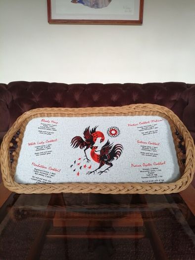 Mid Century Modern Retro Cocktail Melamine Wicker Tray