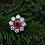 Antique 1920s Ruby & Diamond Cluster Ring Image 9