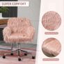 Faux Fur Computer Desk Chair, Vanity Chair with Adjustable Height, Swivel Wheels for Office, Bedroom, Pink Image 4