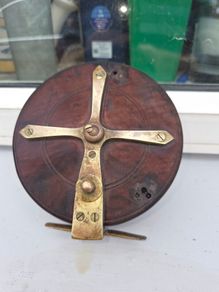 Large  old  timber brass  fishing real