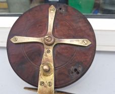 Large  old  timber brass  fishing real