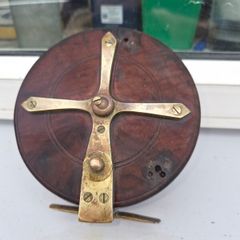 Large  old  timber brass  fishing real