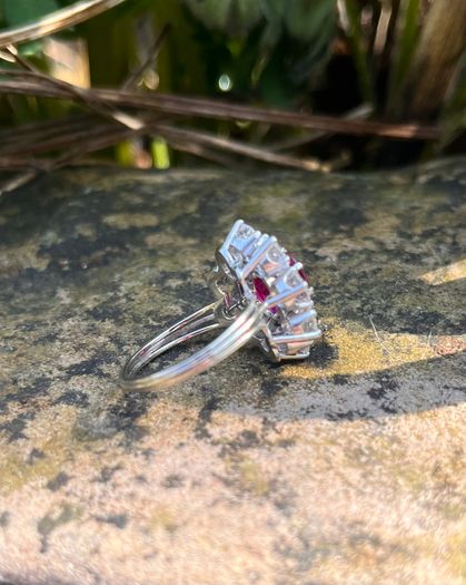 Antique 1920s Ruby & Diamond Cluster Ring