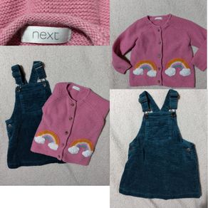 Next Baby Corduroy Pinafore Dress And Cardigan