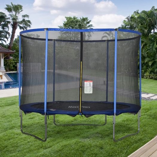 305cm Trampoline for Kids and Adult with Safety Enclosure Net Spring Pad Waterproof Jump Mat for Outdoor Indoor Use