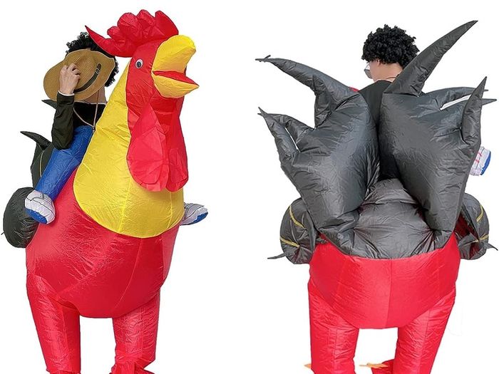 Inflatable Rooster Costume Fancy Dress Inflatable Costumes for Halloween Cosplay Air Blow Up Costumes Giant Suit T-Rex Rider Costume for Christmas Birthday Wedding Easter Party (FREE SHIPPING)