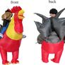 Inflatable Rooster Costume Fancy Dress Inflatable Costumes for Halloween Cosplay Air Blow Up Costumes Giant Suit T-Rex Rider Costume for Christmas Birthday Wedding Easter Party (FREE SHIPPING) Image 3