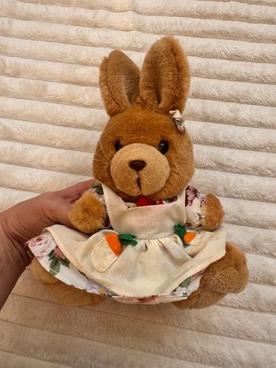 Vintage TCC Continuity Holdings 1995 Bunny Rabbit Floral Dress Soft Plush approx. 24 cm. (with ears) Used Please see photos
