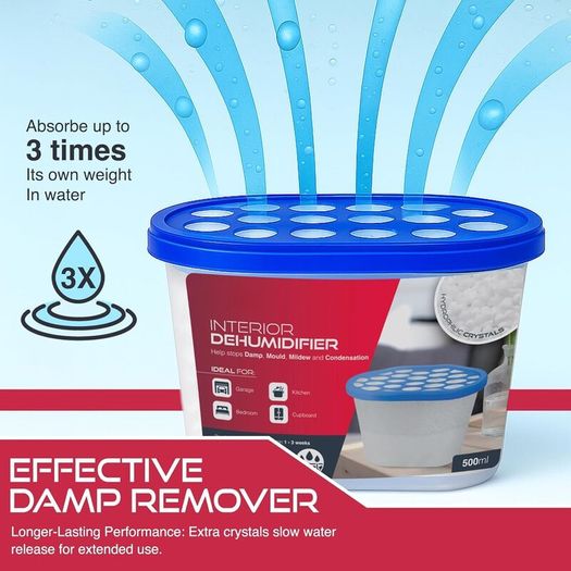 Moisture Absorber Dehumidifier - Condensation Remover for Damp, Mould, Home, Wardrobe, Kitchen, Bathroom, Basement, Garage, Bedroom, Caravan, Office - 20 Pack/500ml