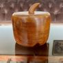 Vintage Apple Shaped Wood Jar Container Round Wooden Box 1960s 70s Image 10
