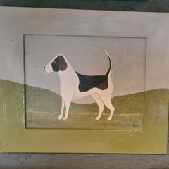 Contemporary Minimalist Naive Irish Folk Art Dog