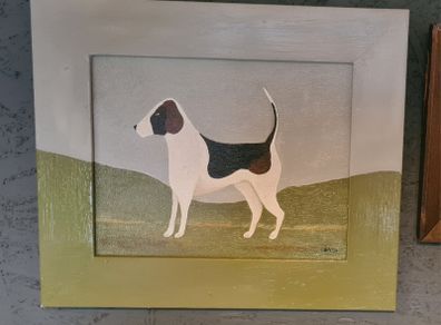 Contemporary Minimalist Naive Irish Folk Art Dog