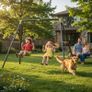 Double Garden Swing Set for Children Outdoor Metal Swing Frame Image 6
