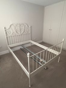 IKEA white metal bed frame