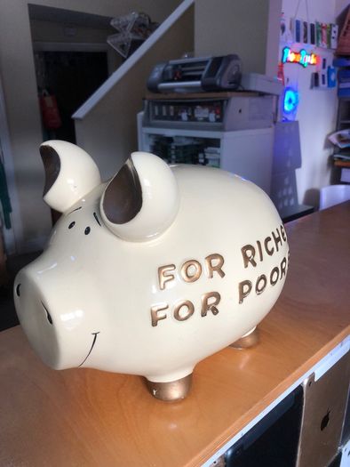 Vintage Antique Porcelain Large Piggybank