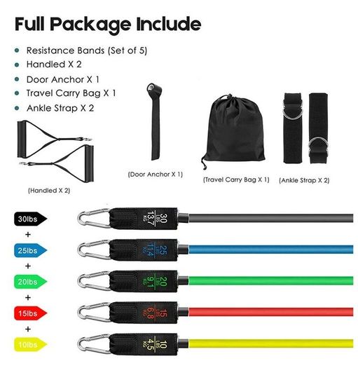 Body Fit Resistance Bands Set For Fitness Training 11 Set