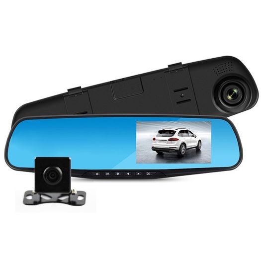 Full HD 1080P DVR In-Car Rear View Mirror 4.3" Monitor Dash Cam Recorder Camera Dual lens Reversing Cam