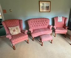 Suite of 2 seater and 2 Single Seaters and Footstool