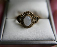 Antique Brass Moonstone Ring size R