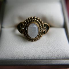 Antique Brass Moonstone Ring size R