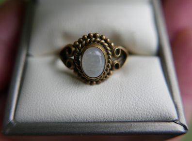 Antique Brass Moonstone Ring size R