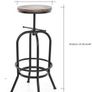 Affordable Industrial Style Height Adjustable Swivel Bar Stool With Natural Pinewood Top Image 4