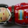 Vintage Japanese Friendship Doll in Red Kimono with Doll Trinket Porcelain Hinged Box Image 2