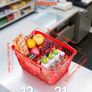 12 PCS, 21L Stackable PE Plastic Grocery Baskets with Metal Handles, Dense Mesh Structure, Holds up to 9.07kg, Portable for Grocery Image 5
