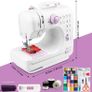 Sewing Machine for DIY Beginners, Kids & Adults | 12 Stitches 42Pcs Accessories Sewing Portable Sewing Machine Kit for DIY Craft, Mending - White & Purple Image 2