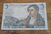 France, 5 Francs 1943 banknote, good condition - free standard postage
