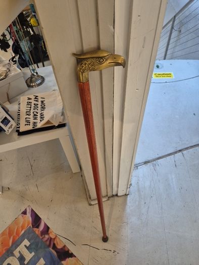 Vintage walking stick solid brass eagle head