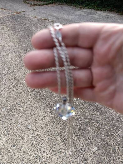Stunning Large Cubic Zirconia Love Heart on Heavy Sterling Silver Chain