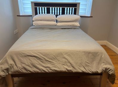 Wooden double bed frame