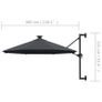 Wall-mounted Parasol with LEDs and Metal Pole 300 cm Anthracite Image 2
