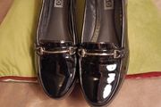 Black patent leather loafers size 6