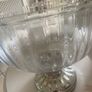 ShabbyChic Large ribbed glass bowl with vintage style crackle glass base stand..beautiful on it's own or filled Image 4