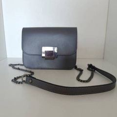 Leather Grey Crossbody Bag